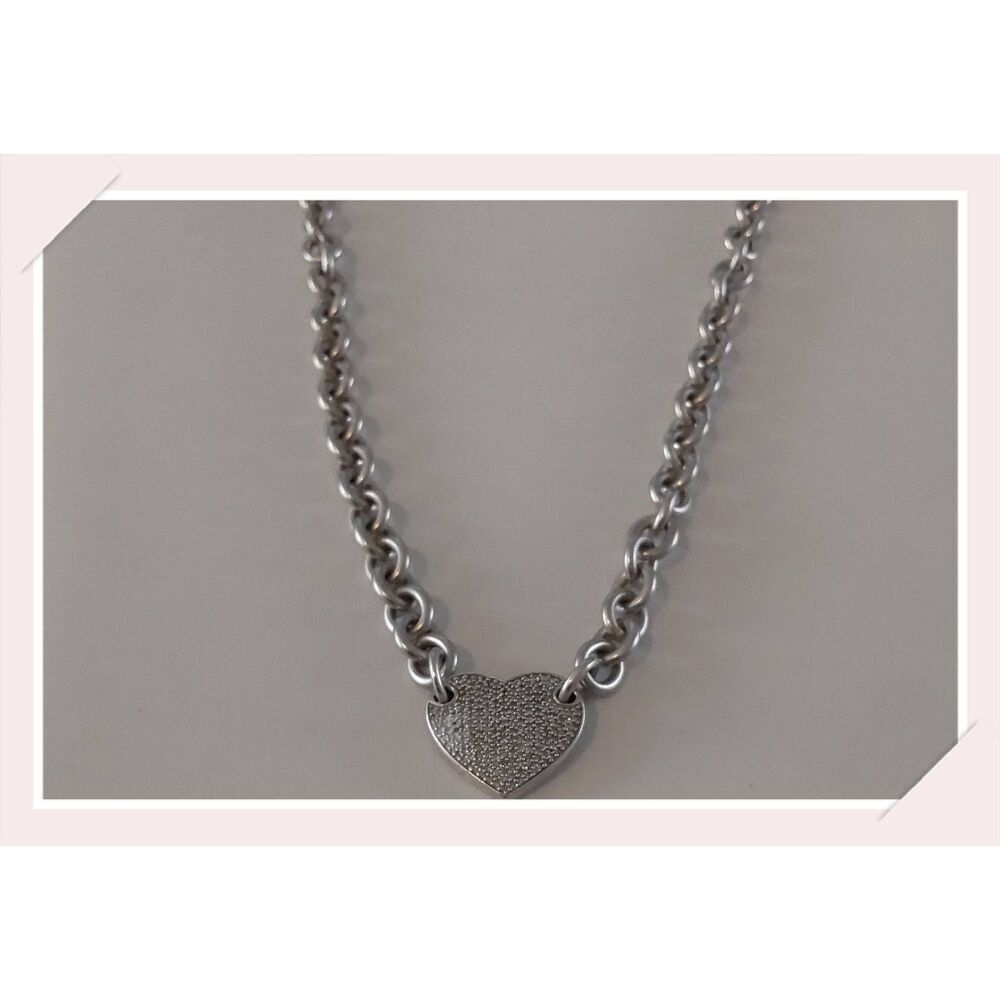 Ross Simons Genuine Pave Diamond " Love Dust from Heaven" Heart Necklace